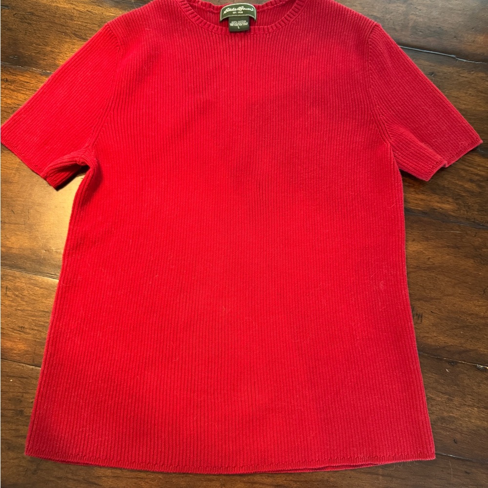 Women’s Eddie Bauer Maroon Short Sleeve Sweater- Size Large